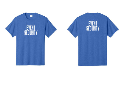 NYC Factory Event Security T-Shirt for Venues & Crowd Management (Classic) - Front + Back - Heather Royal