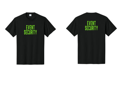 NYC Factory Event Security T-Shirt for Venues & Crowd Management (Classic) - Front + Back - Black / Neon