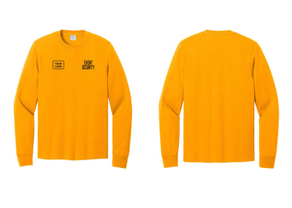 NYC Factory Custom Logo Event Security Cotton Long Sleeve T-Shirt (Classic) - EVENT SECURITY + Your Logo - Gold