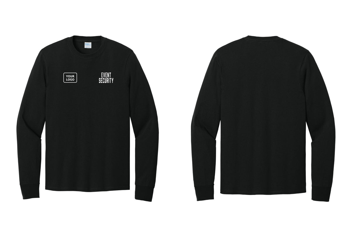 NYC Factory Custom Logo Event Security Cotton Long Sleeve T-Shirt (Classic) - EVENT SECURITY + Your Logo - Black
