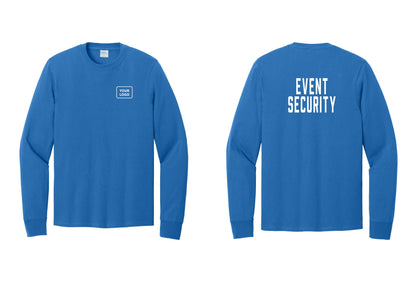 NYC Factory Custom Logo Event Security Cotton Long Sleeve T-Shirt (Classic) - Your Logo + Back - Royal
