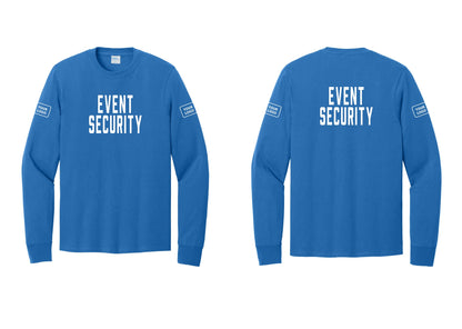 NYC Factory Custom Logo Event Security Cotton Long Sleeve T-Shirt (Classic) - Front + Back + Your Logo Sleeves - Royal