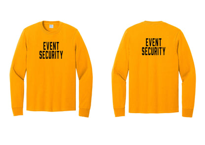 NYC Factory Event Security Cotton Long Sleeve T-Shirt (Classic) - Front + Back - Gold