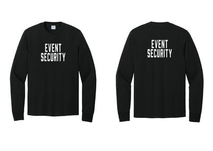 NYC Factory Event Security Cotton Long Sleeve T-Shirt (Classic) - Front + Back - Black