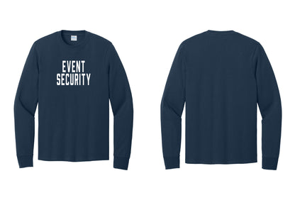 NYC Factory Event Security Cotton Long Sleeve T-Shirt (Classic) - Front Only - Navy