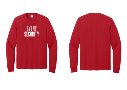 NYC Factory Event Security Cotton Long Sleeve T-Shirt (Classic) - Front Only - Red