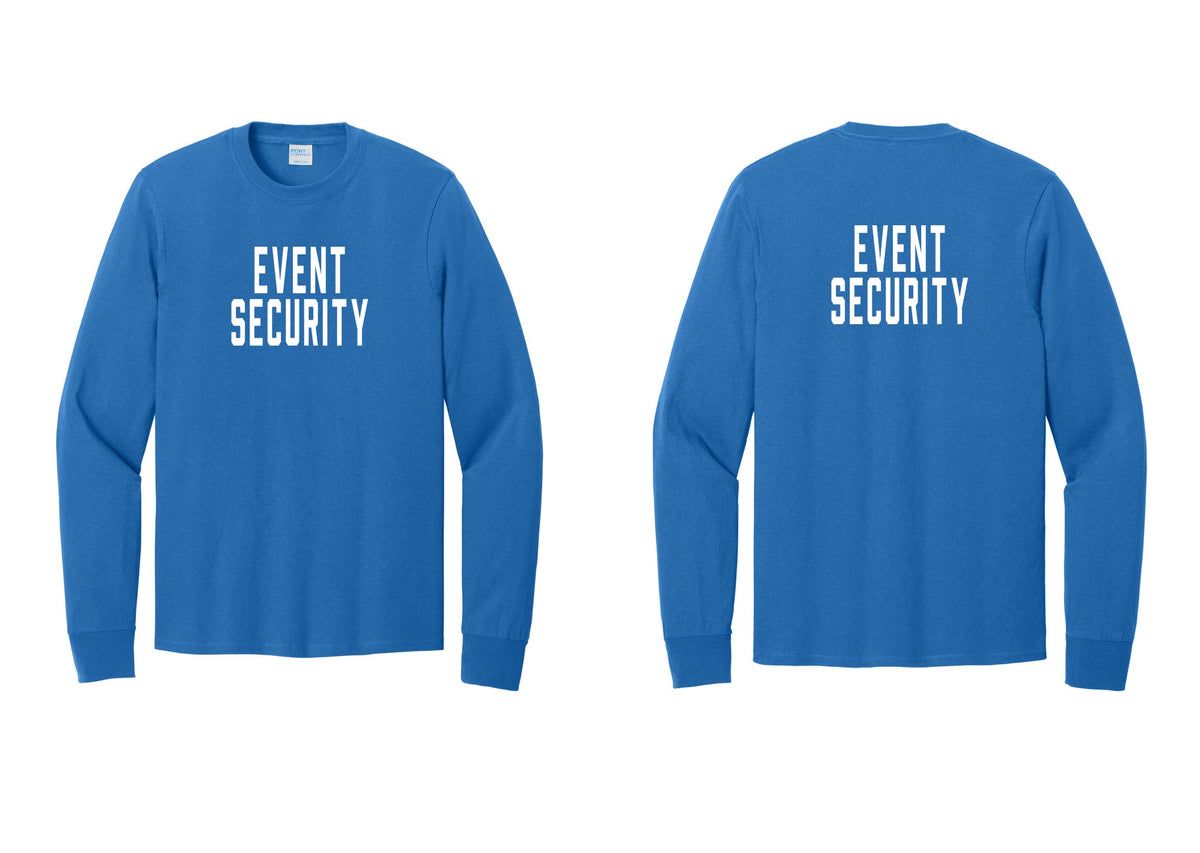 NYC Factory Event Security Cotton Long Sleeve T-Shirt (Classic) - Front + Back - Royal