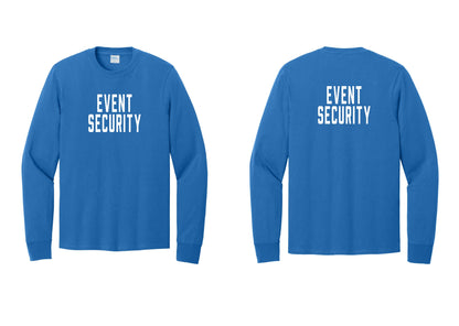 NYC Factory Event Security Cotton Long Sleeve T-Shirt (Classic) - Front + Back - Royal