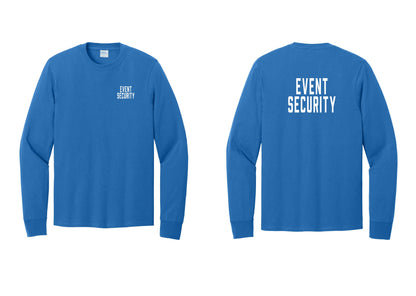 NYC Factory Event Security Cotton Long Sleeve T-Shirt (Classic) - Chest + Back - Royal