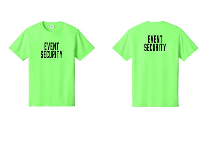 NYC Factory Event Security T-Shirt for Venues & Crowd Management (Classic) - Front + Back - Neon Green