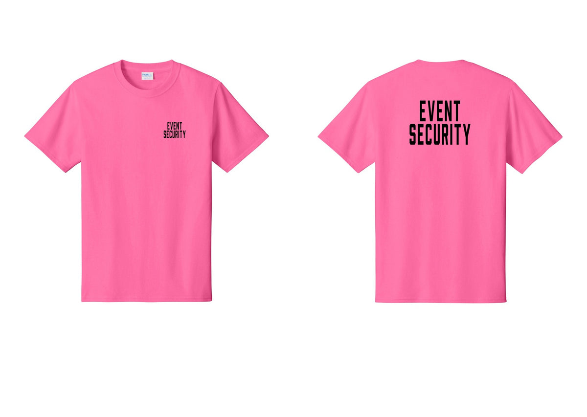 NYC Factory Event Security T-Shirt for Venues & Crowd Management (Classic) - Chest + Back - Neon Pink