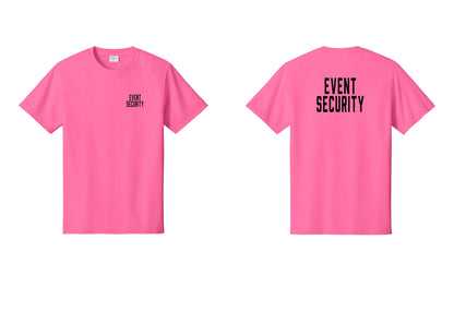 NYC Factory Event Security T-Shirt for Venues & Crowd Management (Classic) - Chest + Back - Neon Pink