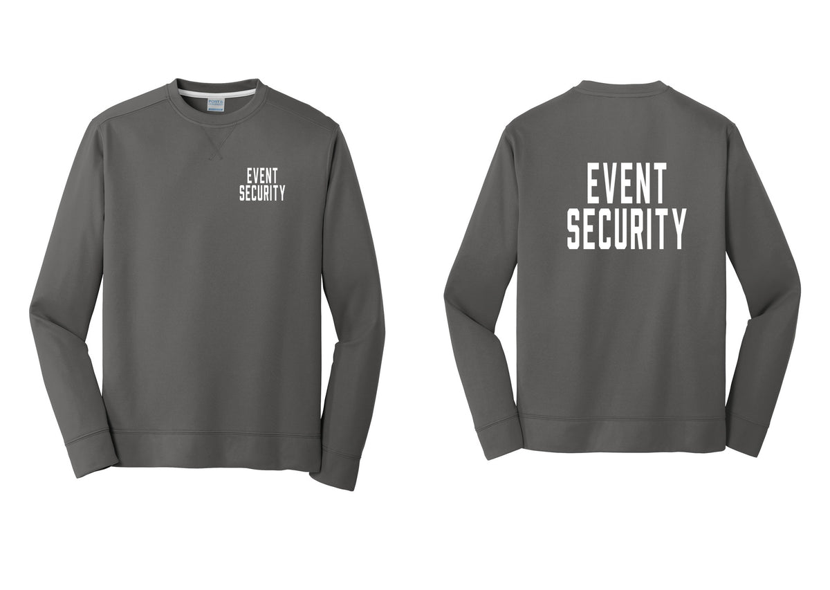 NYC Factory Event Security Performance Fleece Crewneck Sweatshirt (Classic) - Chest + Back - Charcoal