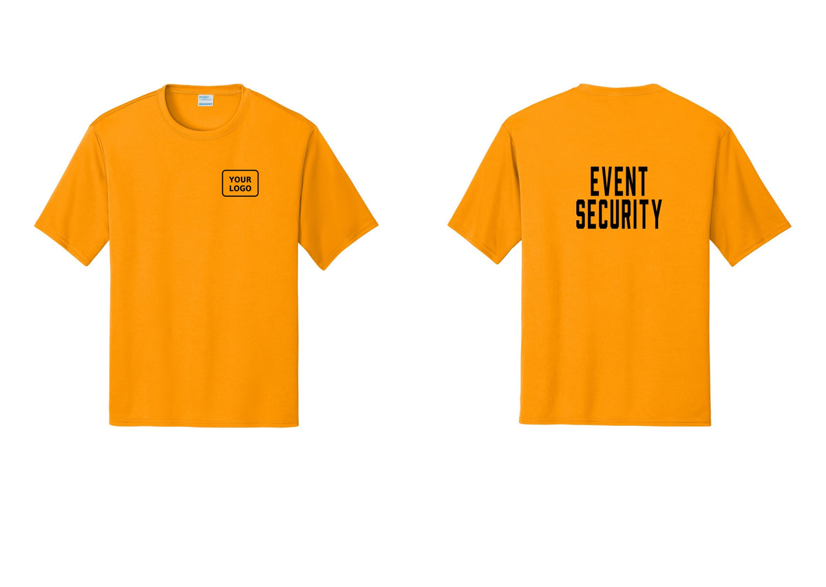 NYC Factory Custom Logo Event Security Performance T-Shirt (Classic) - Your Logo + Back - Gold