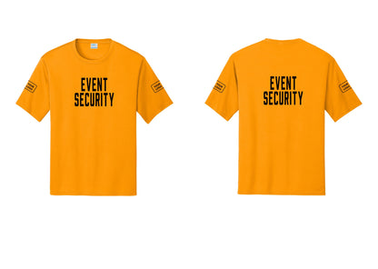 NYC Factory Custom Logo Event Security Performance T-Shirt (Classic) - Front + Back + Your Logo Sleeves - Gold