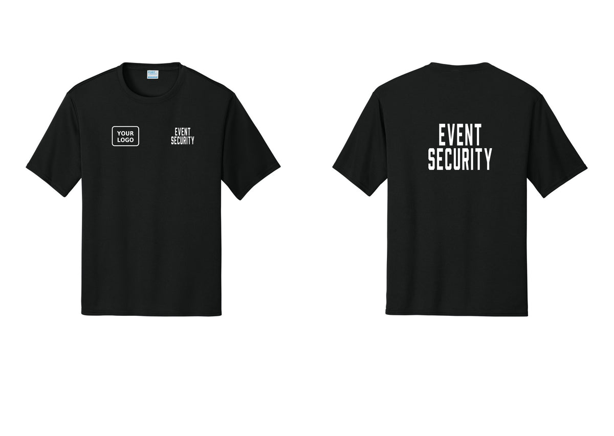 NYC Factory Custom Logo Event Security Performance T-Shirt (Classic) - EVENT SECURITY + Your Logo + Back - Black