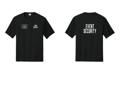NYC Factory Custom Logo Event Security Performance T-Shirt (Classic) - EVENT SECURITY + Your Logo + Back - Black