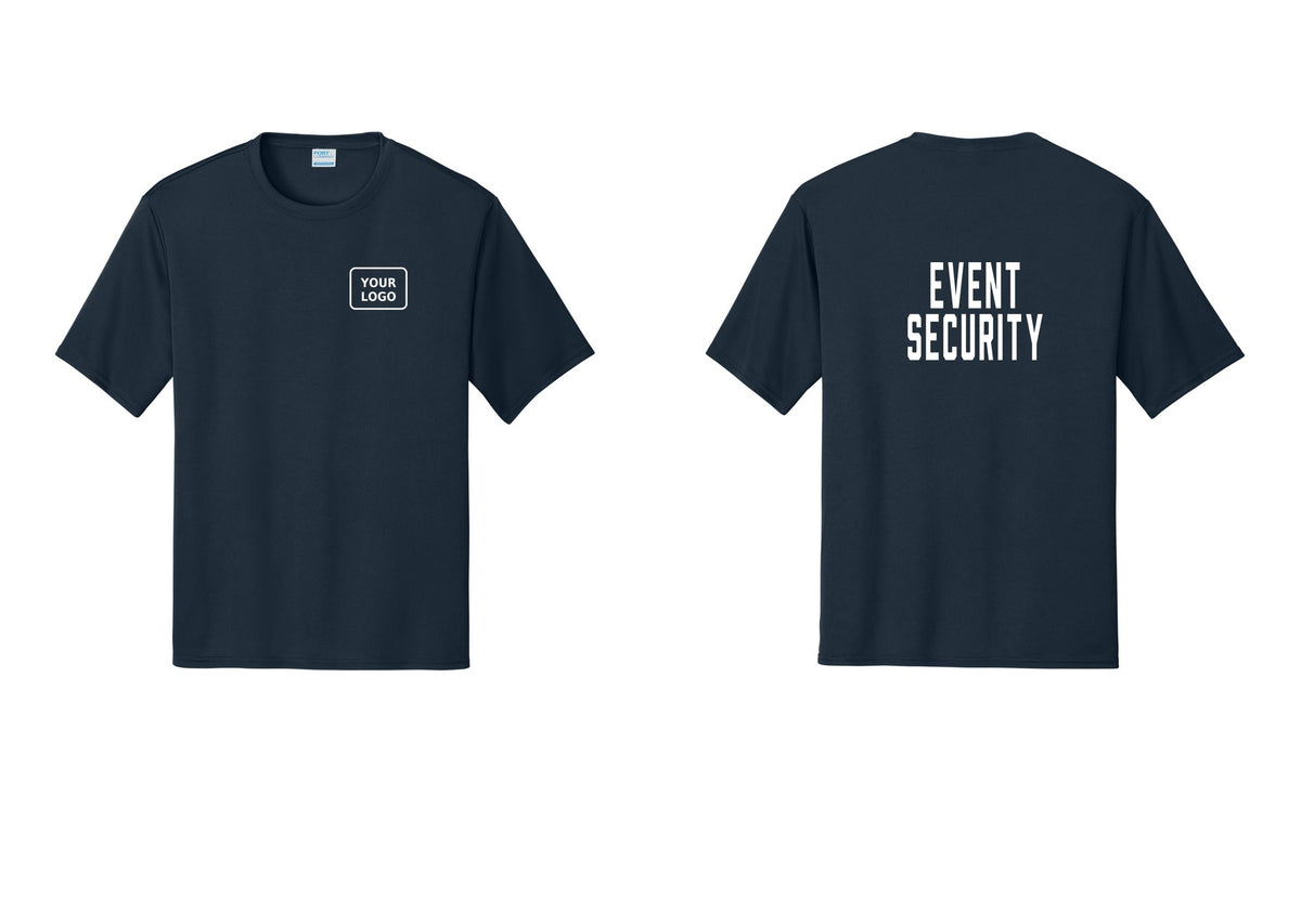 NYC Factory Custom Logo Event Security Performance T-Shirt (Classic) - Your Logo + Back - Navy