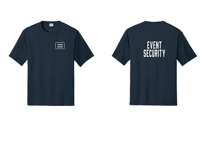 NYC Factory Custom Logo Event Security Performance T-Shirt (Classic) - Your Logo + Back - Navy