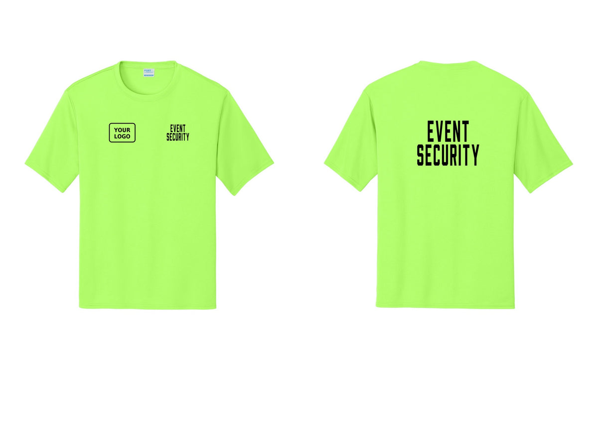 NYC Factory Custom Logo Event Security Performance T-Shirt (Classic) - EVENT SECURITY + Your Logo + Back - Neon Green