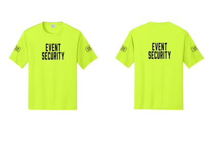 NYC Factory Custom Logo Event Security Performance T-Shirt (Classic) - Front + Back + Your Logo Sleeves - Neon Yellow