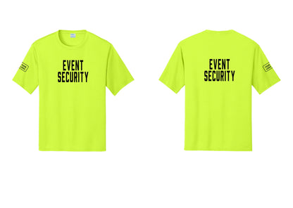 NYC Factory Custom Logo Event Security Performance T-Shirt (Classic) - Front + Back + Your Logo Sleeve - Neon Yellow