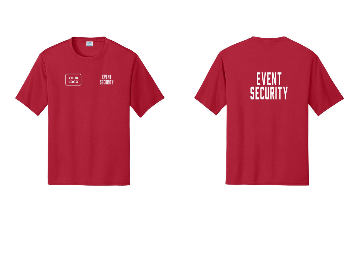 NYC Factory Custom Logo Event Security Performance T-Shirt (Classic) - EVENT SECURITY + Your Logo + Back - Red