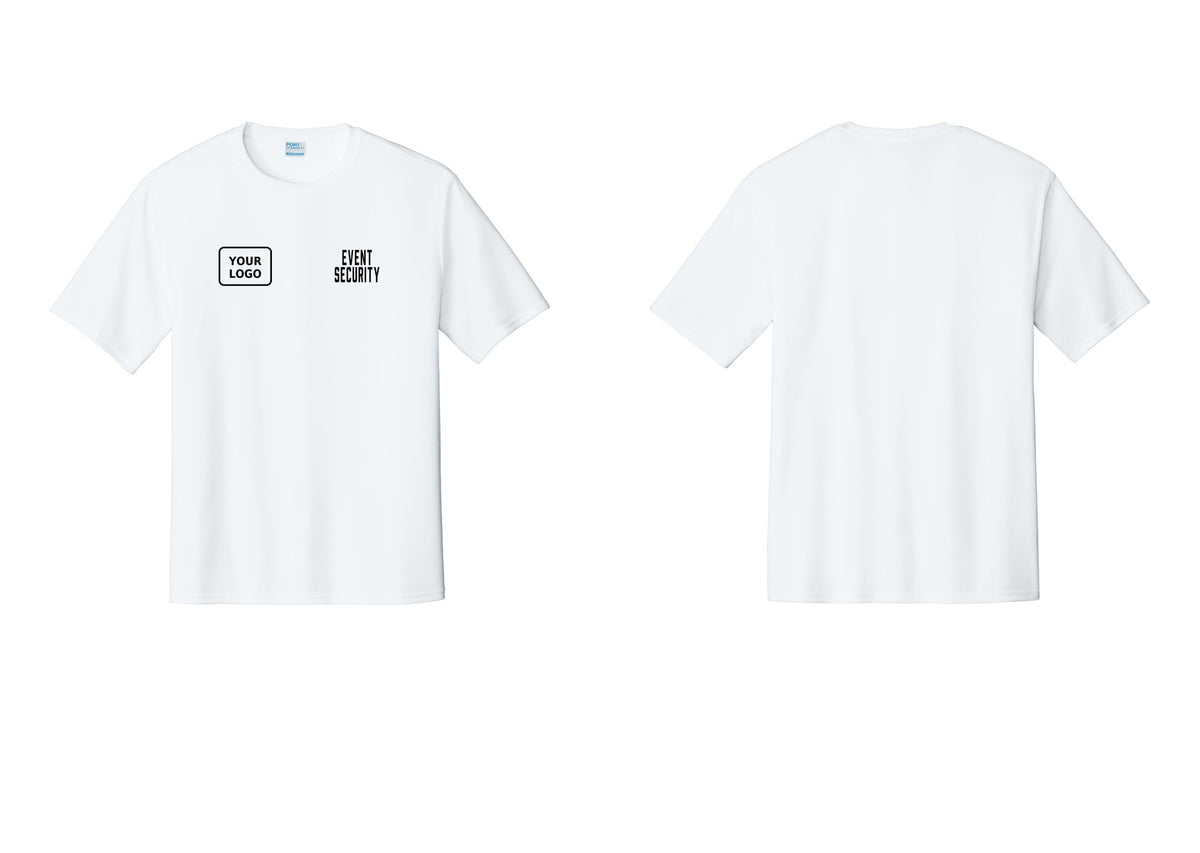 NYC Factory Custom Logo Event Security Performance T-Shirt (Classic) - EVENT SECURITY + Your Logo - White