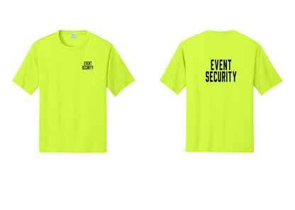NYC Factory Event Security Performance T-Shirt (Classic) - Chest + Back - Neon Yellow
