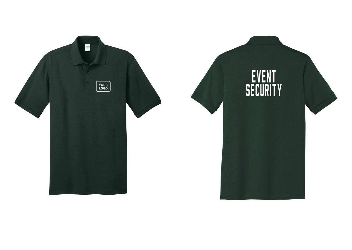 NYC Factory Custom Logo Event Security Polo Shirt (Classic) - Your Logo + Back - Dark Green