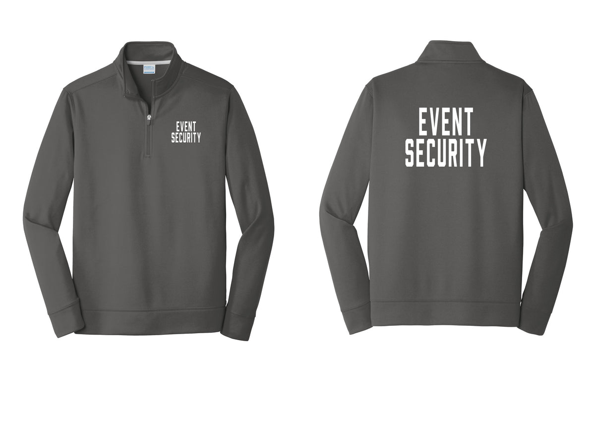 NYC Factory Event Security Performance Fleece 1/4-Zip Pullover Sweatshirt (Classic) - Chest + Back - Charcoal