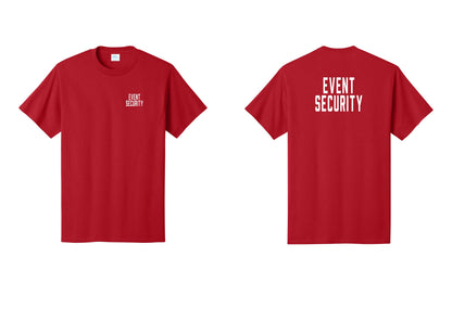 NYC Factory Event Security T-Shirt for Venues & Crowd Management (Classic) - Chest + Back - Red