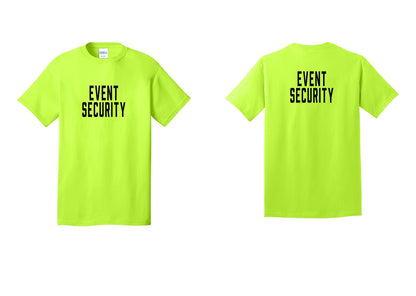 NYC Factory Event Security T-Shirt for Venues & Crowd Management (Classic) - Front + Back - Safety Green