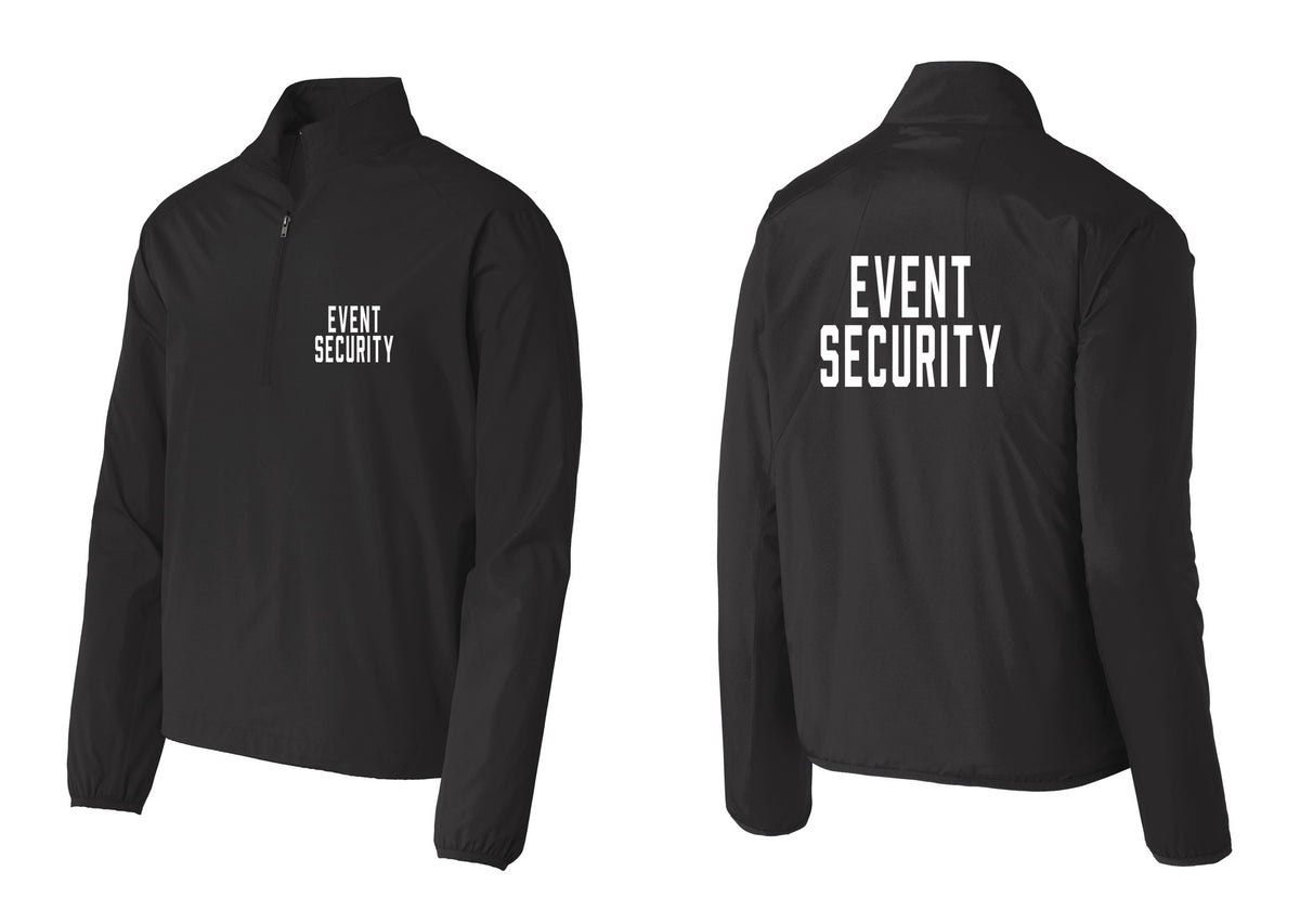 NYC Factory Event Security Windbreaker 1/2-Zip Pullover (Classic) - Chest + Back - Black