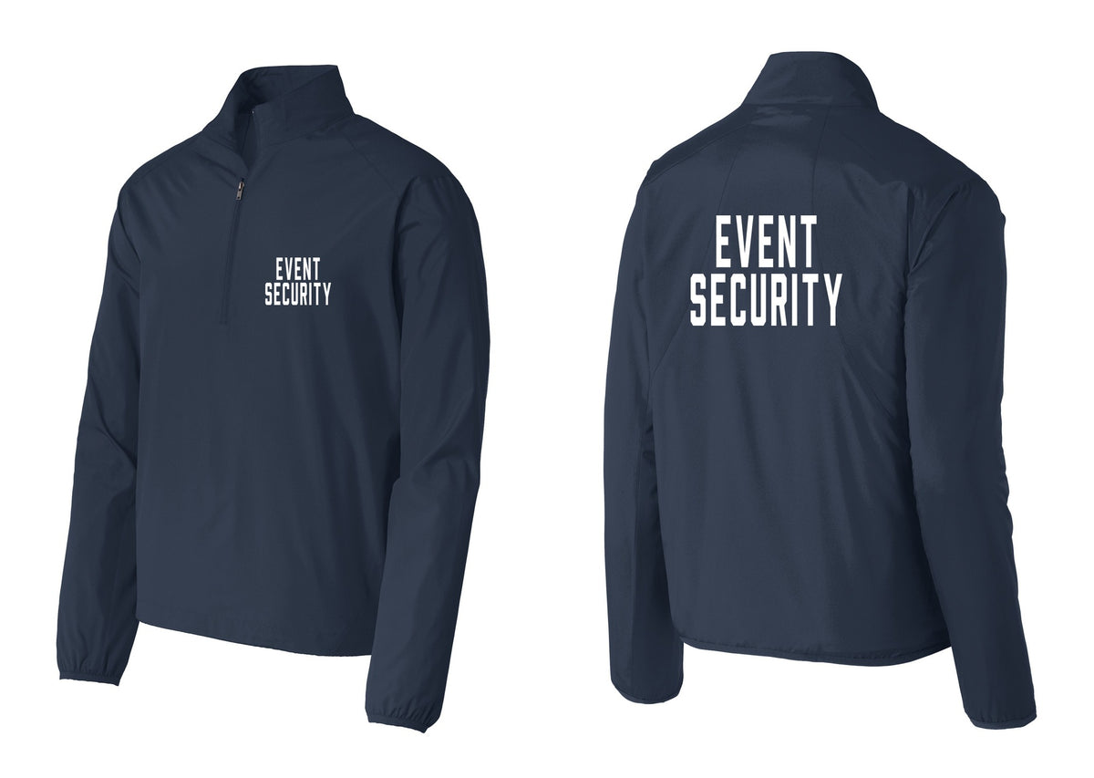 NYC Factory Event Security Windbreaker 1/2-Zip Pullover (Classic) - Chest + Back - Dress Blue Navy