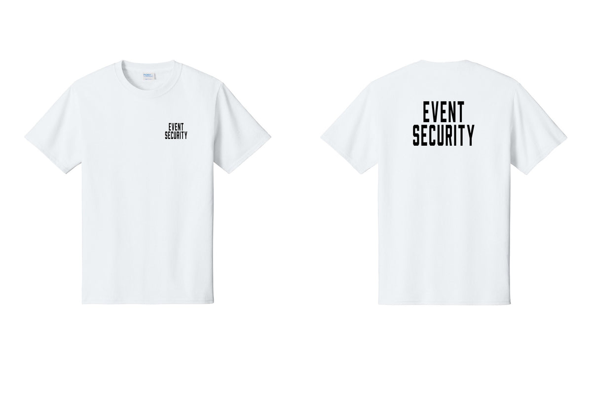 NYC Factory Event Security T-Shirt for Venues & Crowd Management (Classic) - Chest + Back - White