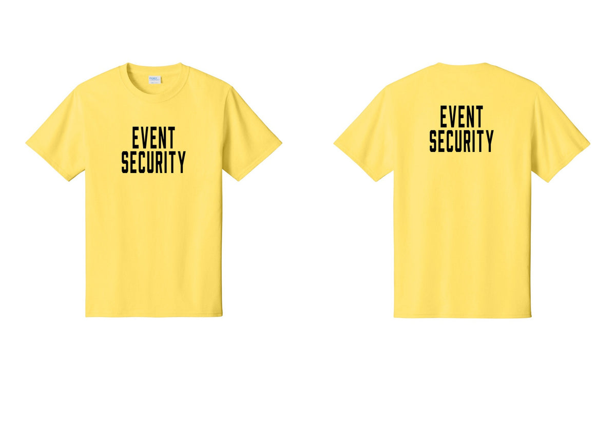 NYC Factory Event Security T-Shirt for Venues & Crowd Management (Classic) - Front + Back - Yellow