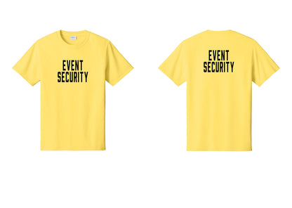 NYC Factory Event Security T-Shirt for Venues & Crowd Management (Classic) - Front + Back - Yellow