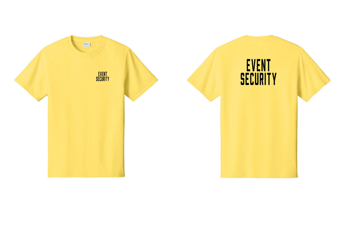 NYC Factory Event Security T-Shirt for Venues & Crowd Management (Classic) - Chest + Back - Yellow