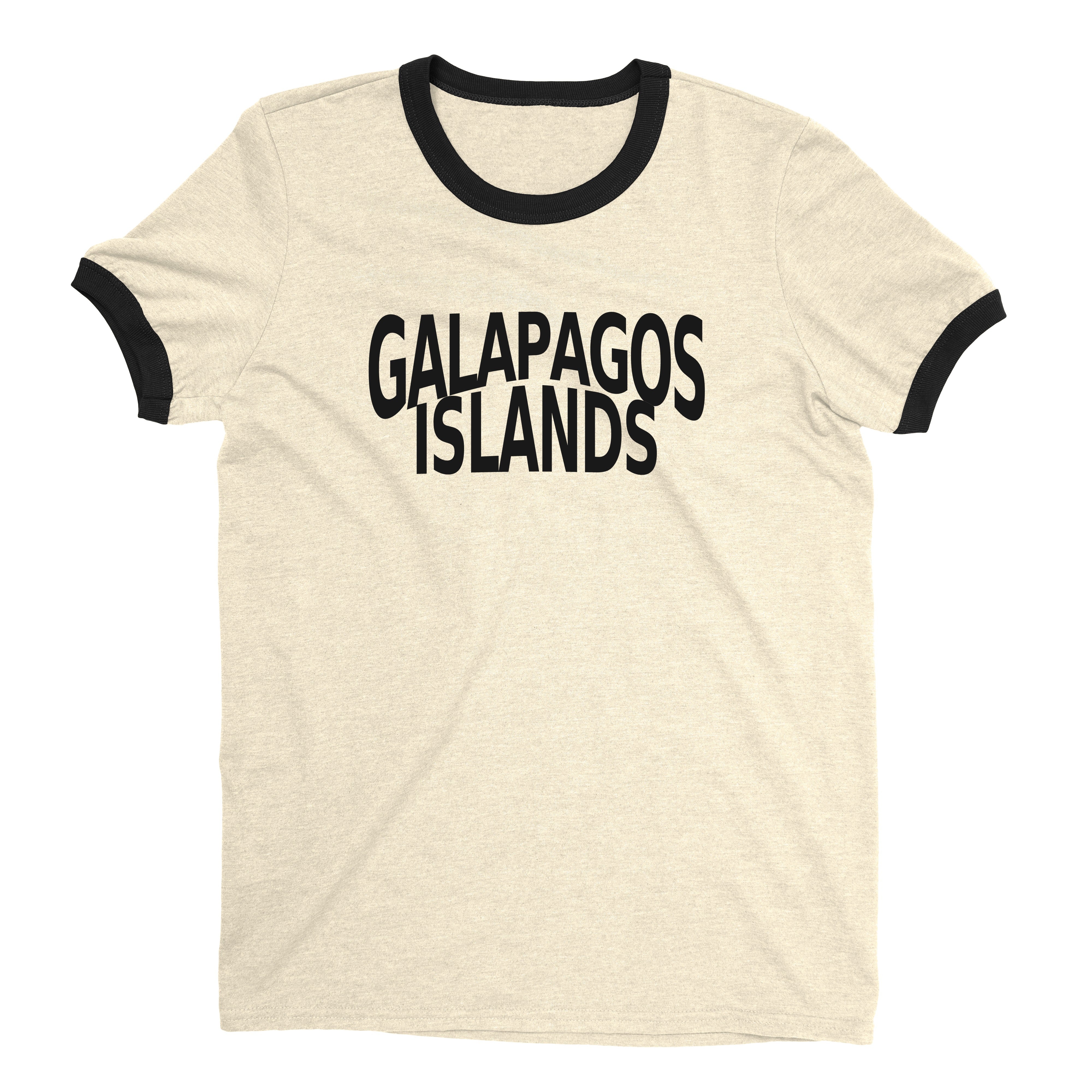 Galapagos Islands Ringer Tee Retro Style Men's T-Shirt - NYC Factory - Natural