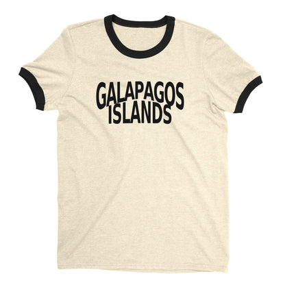 Galapagos Islands Ringer Tee Retro Style Men's T-Shirt - NYC Factory - Natural