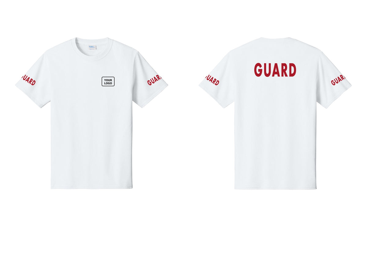 NYC Factory Custom Logo Guard T-Shirt - Your Logo + Back + Guard Sleeves - White
