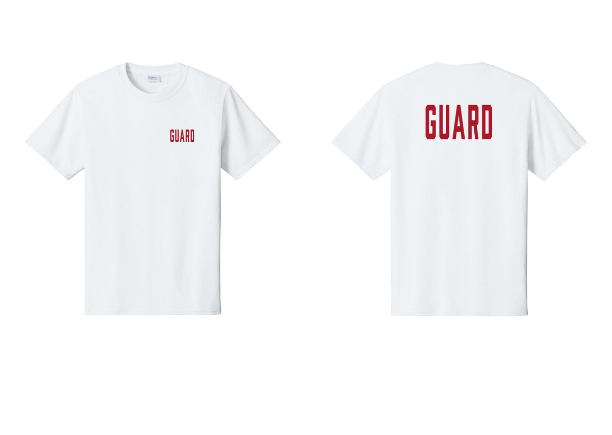 NYC Factory Guard T-Shirt, Condensed Lettering - Chest + Back - White