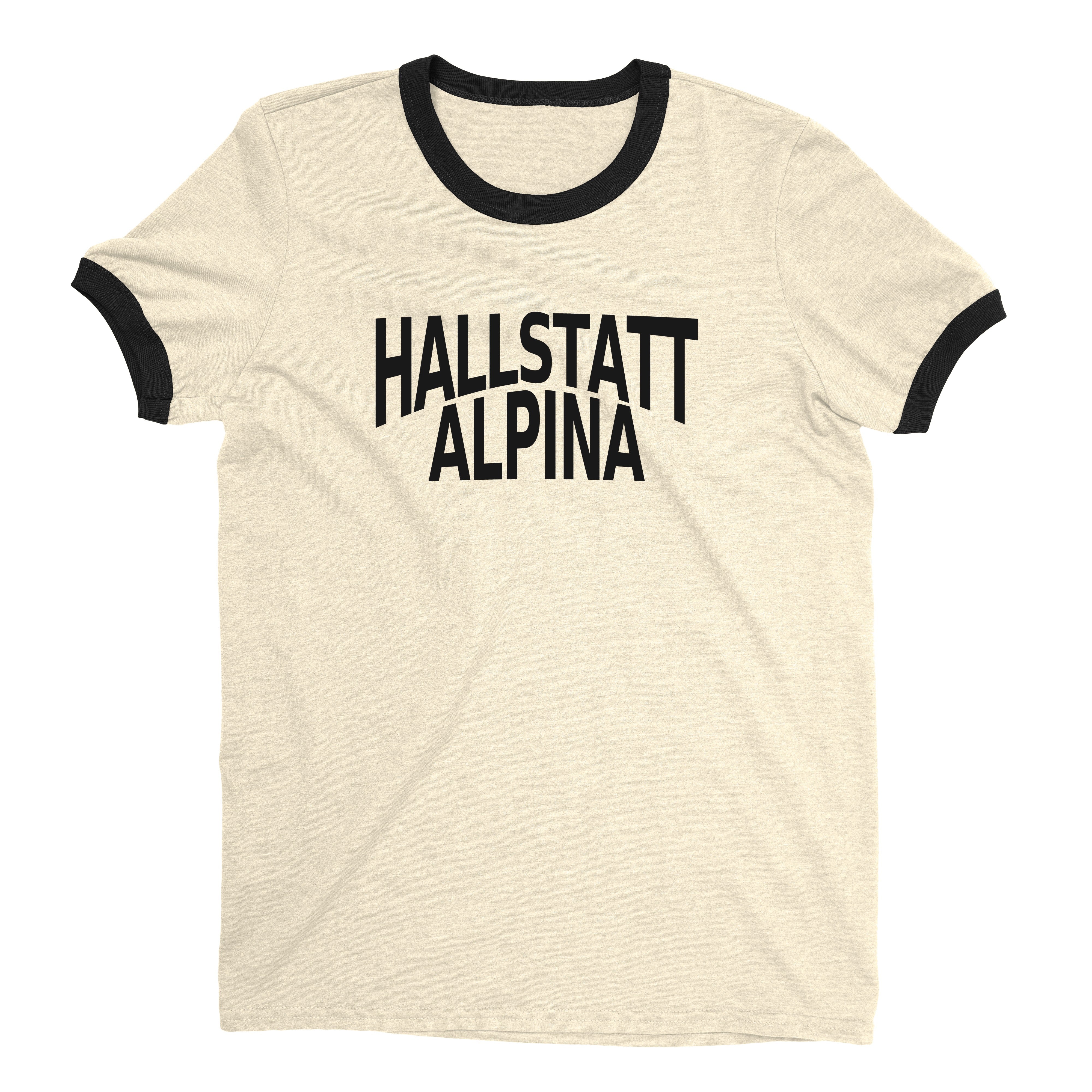 Hallstatt Austria Ringer Tee Retro Style Men's T-Shirt - NYC Factory - Natural