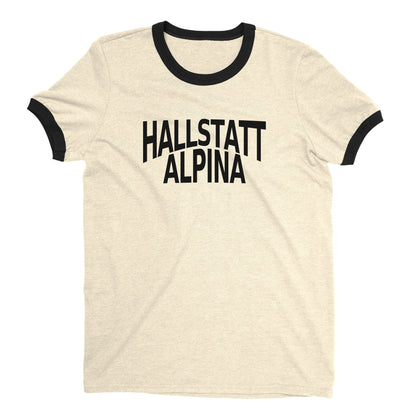 Hallstatt Austria Ringer Tee Retro Style Men's T-Shirt - NYC Factory - Natural