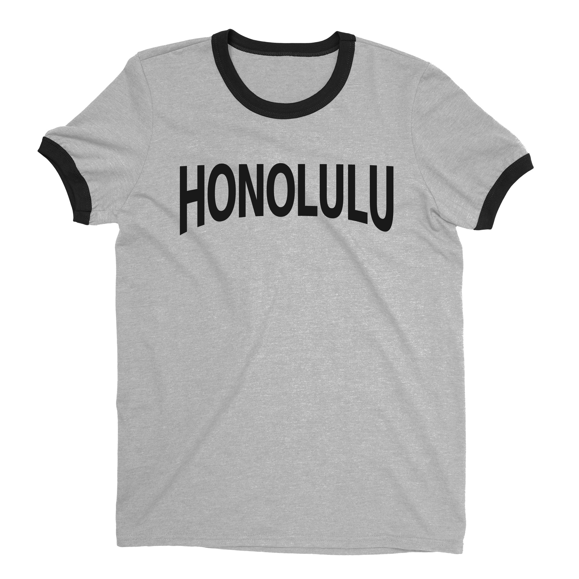 Honolulu Ringer Tee — Heather Gray