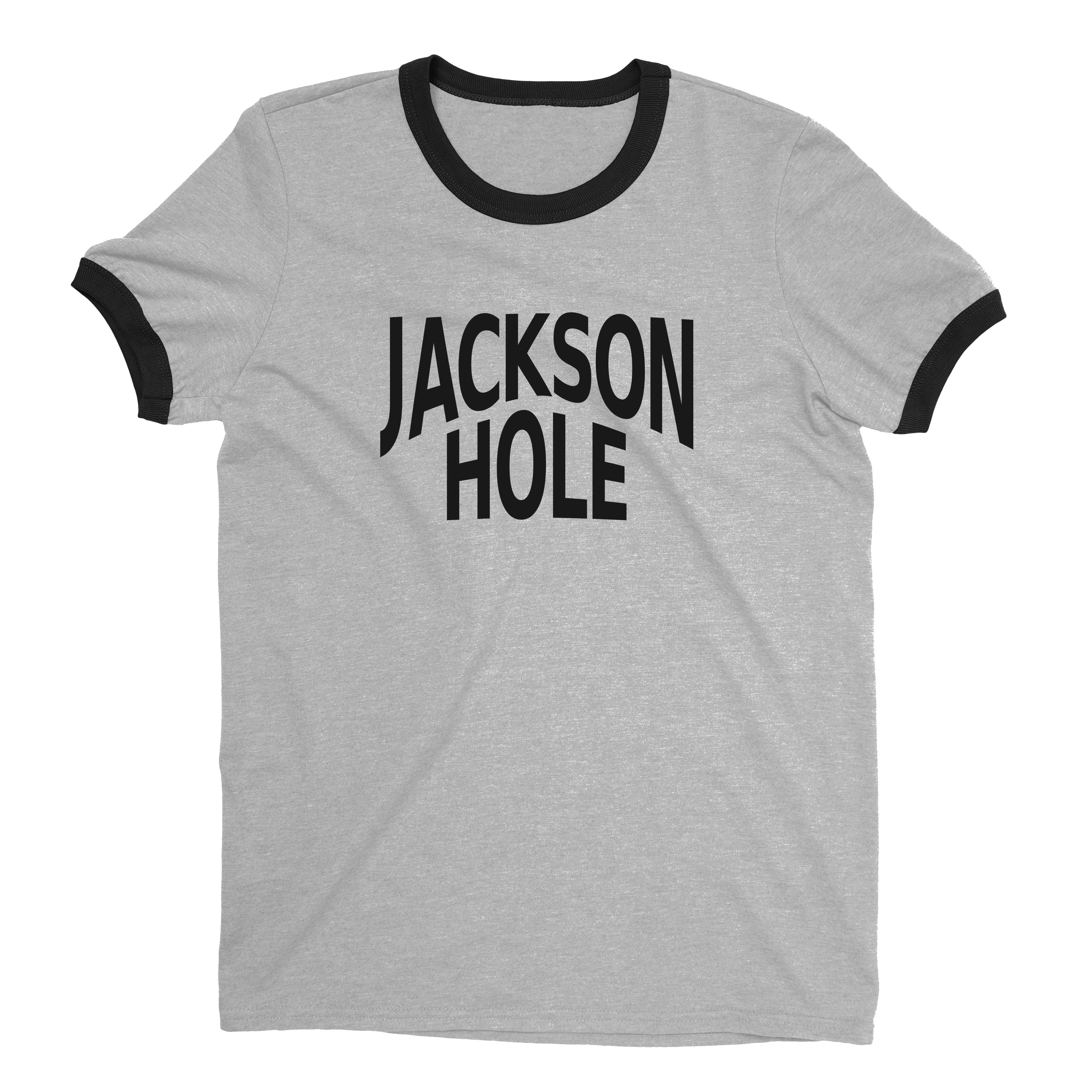 Jackson Hole Ski Resort Ringer Tee Retro Style Men's T-Shirt - NYC Factory - Heather Gray