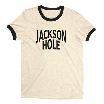 Jackson Hole Ski Resort Ringer Tee Retro Style Men's T-Shirt - NYC Factory - Natural