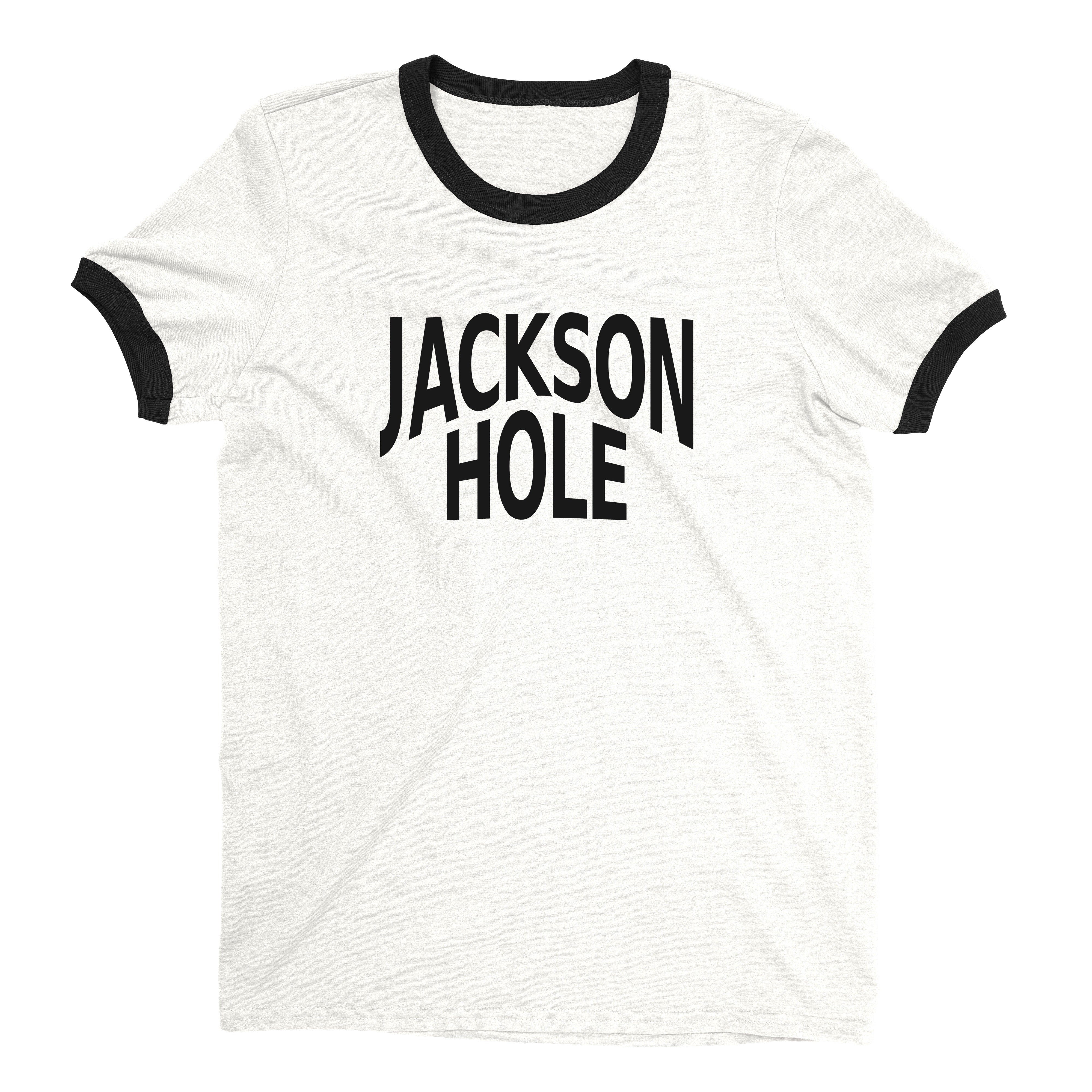 Jackson Hole Ski Resort Ringer Tee Retro Style Men's T-Shirt - NYC Factory - White