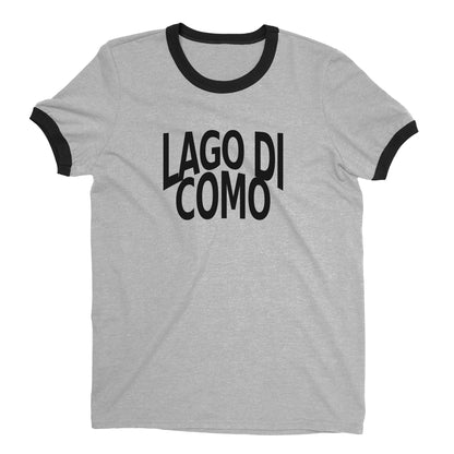 Lago di Como Ringer Tee Retro Style Men's T-Shirt - NYC Factory - Heather Gray
